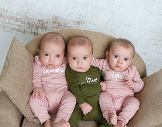 Personalized Custom Silky Long Sleeve Baby Romper (Sweetly Modern Font)