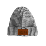 FLASH SALE - REG $20 - Personalized Baby and Kid Knit Hat with "Leather" Patch