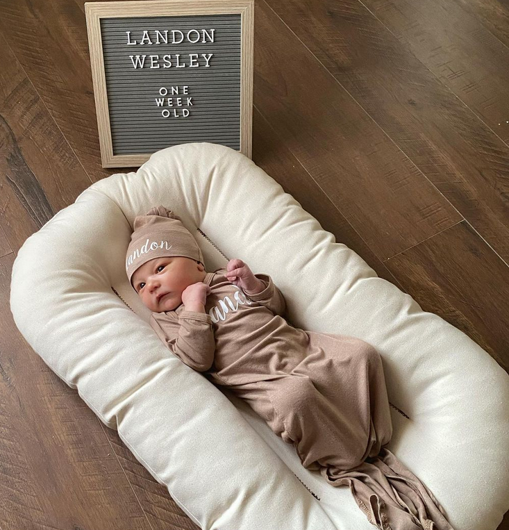 'Lush' Personalized Silky Knotted Baby Knotted Gown for Boys & Girls