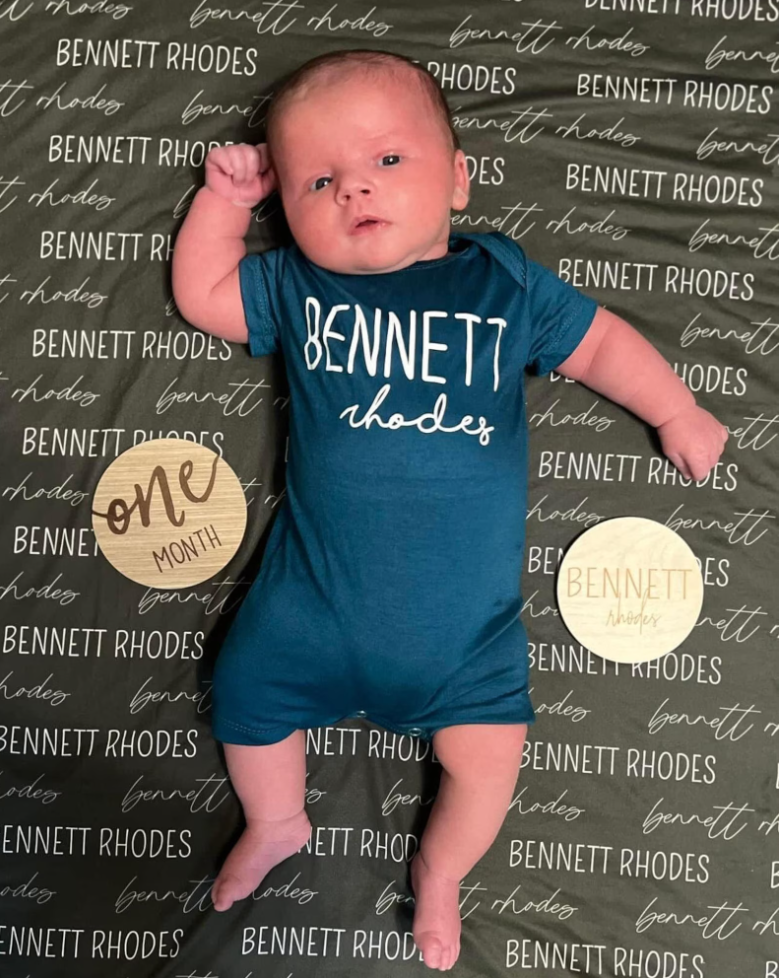 Personalized First + Middle Name (Modern Cursive) Silky Baby Romper Shorts for Boys and Girls