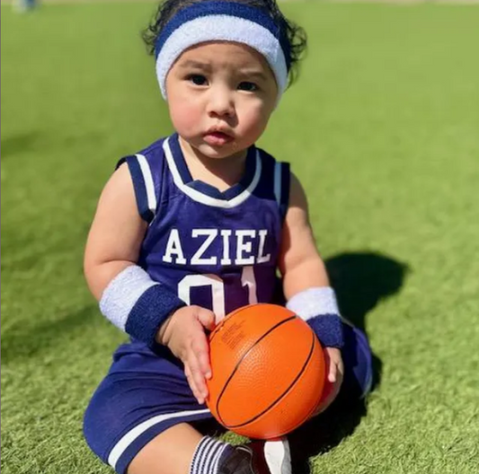 Personalized Basketball Jersey Baby Bodysuit & Matching Shorts with Name & Number on Front & Back
