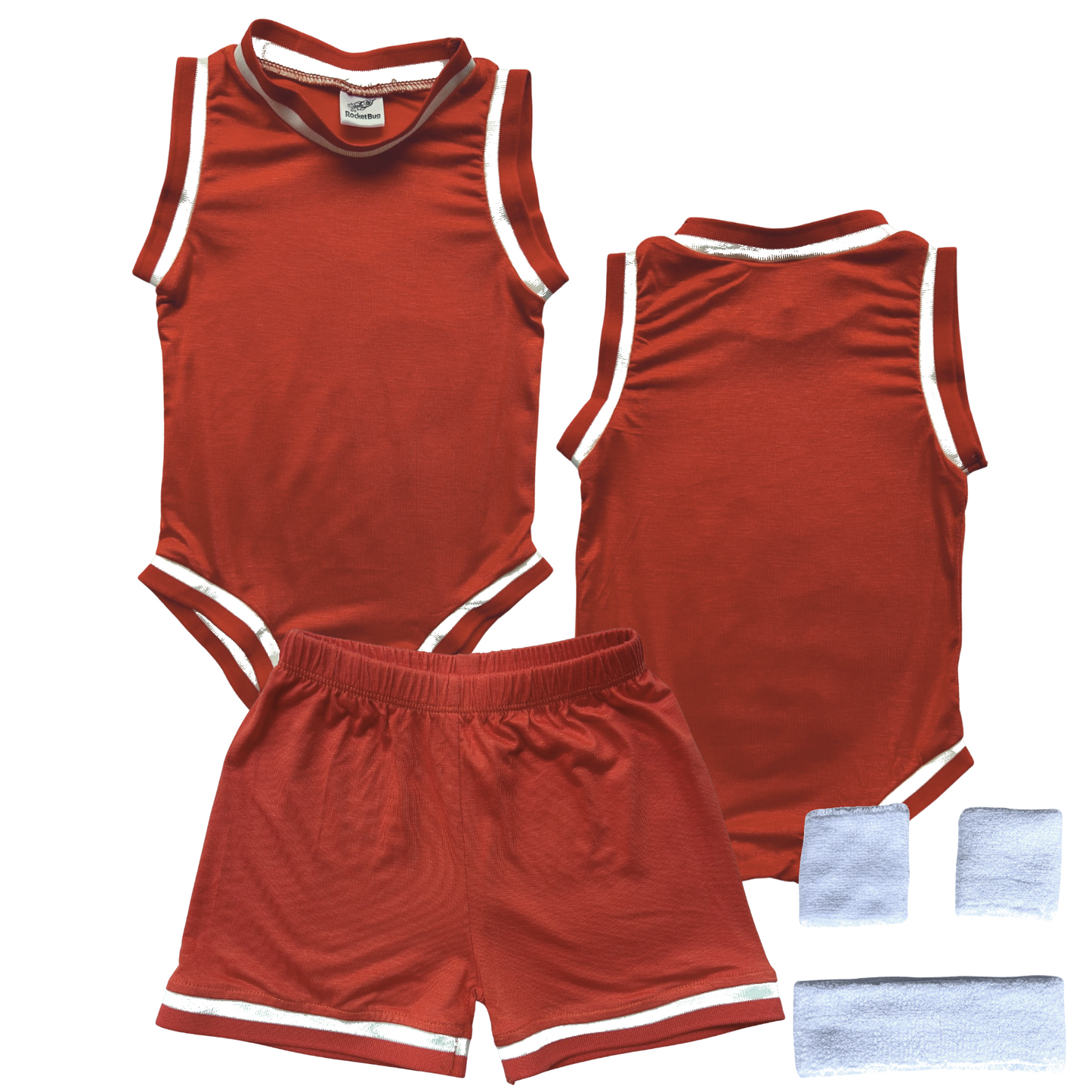 Blank Basketball Jersey Baby Bodysuit & Matching Shorts Orange Yes Include Sweatband Set
