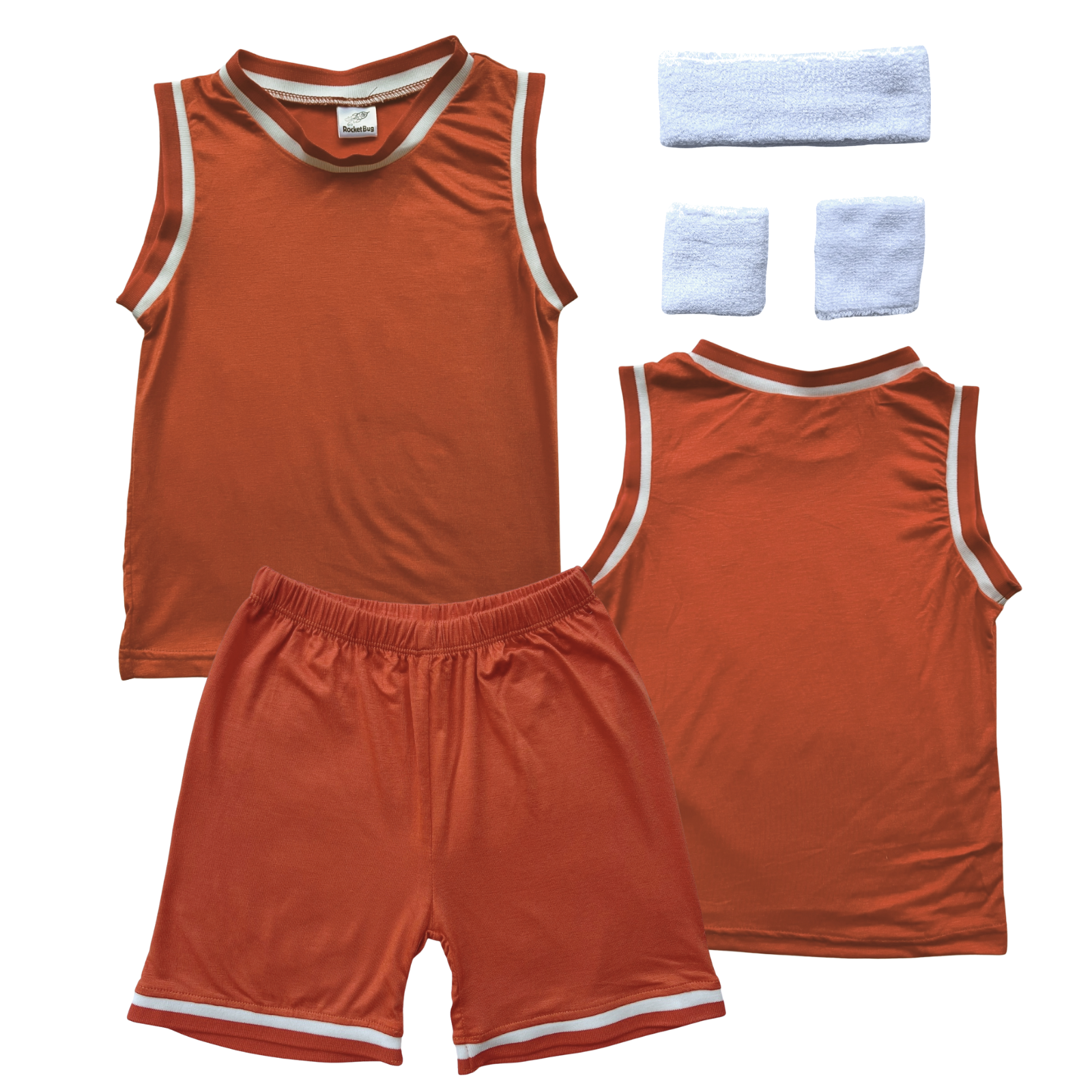 Blank Sleeveless Basketball Jersey & Shorts Set for Toddlers Orange