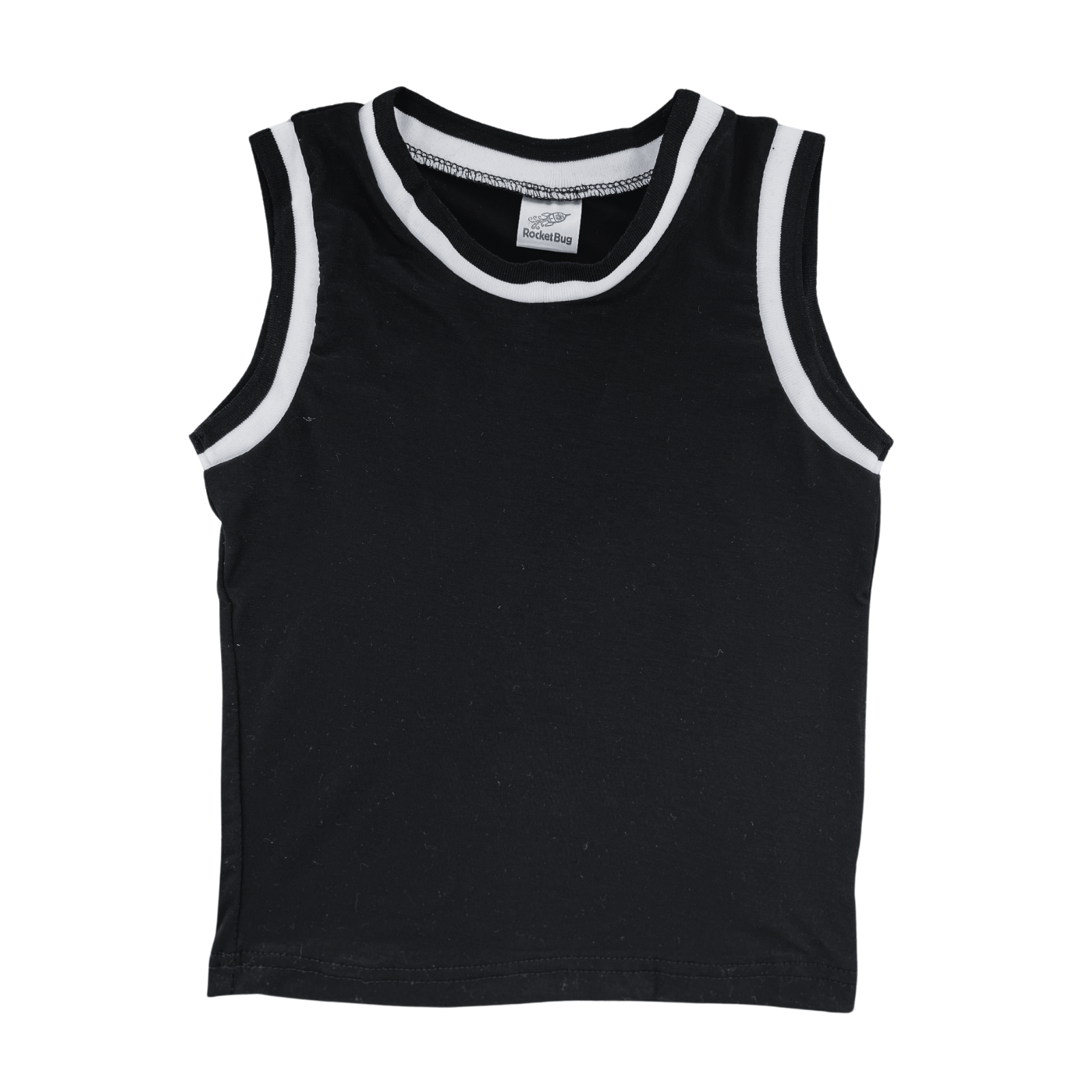 Blank Sleeveless Basketball Jersey for Toddlers Black