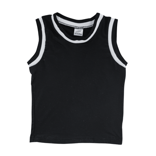 Blank Sleeveless Basketball Jersey for Toddlers Black