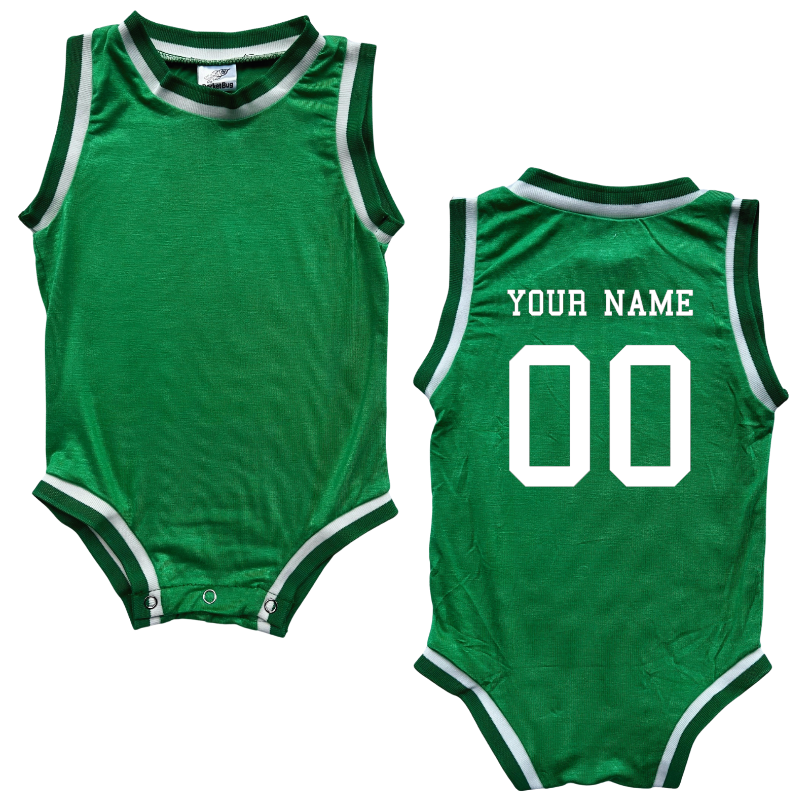 Personalized Sleeveless Basketball Jersey- Personalized with Name and Number (Back Only) Green