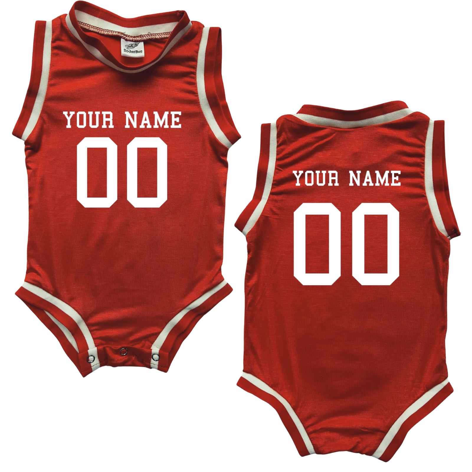Personalized Sleeveless Basketball Jersey for Babies - Personalized with Name and Number (Front & Back) Orange