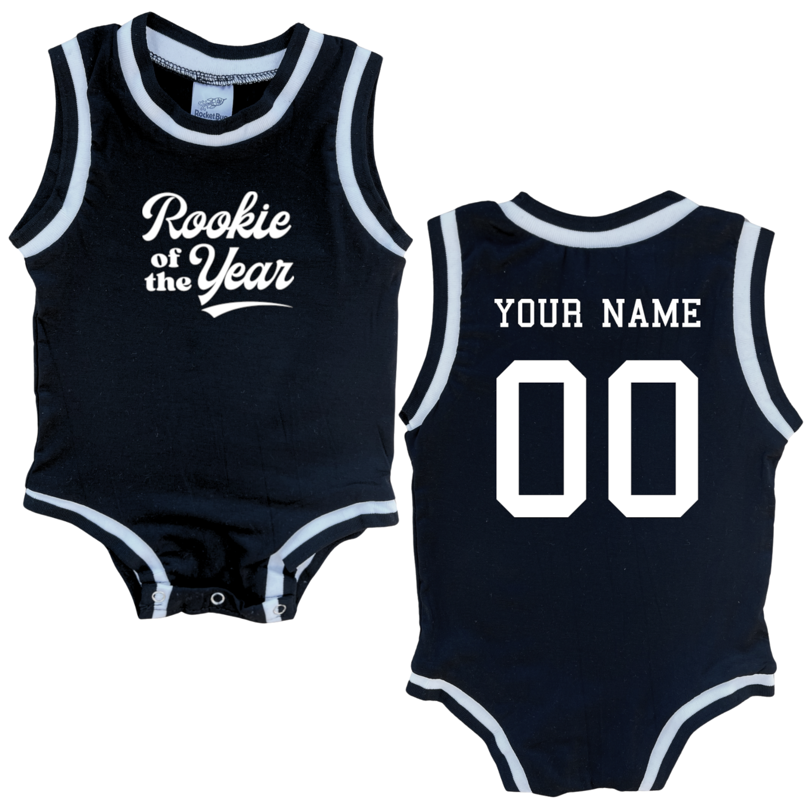 Personalized Rookie of the Year Basketball Jersey Baby Bodysuit Personalized with Name and Number