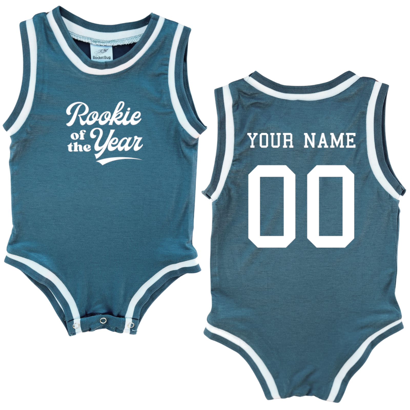 Personalized Rookie of the Year Basketball Jersey Baby Bodysuit Personalized with Name and Number