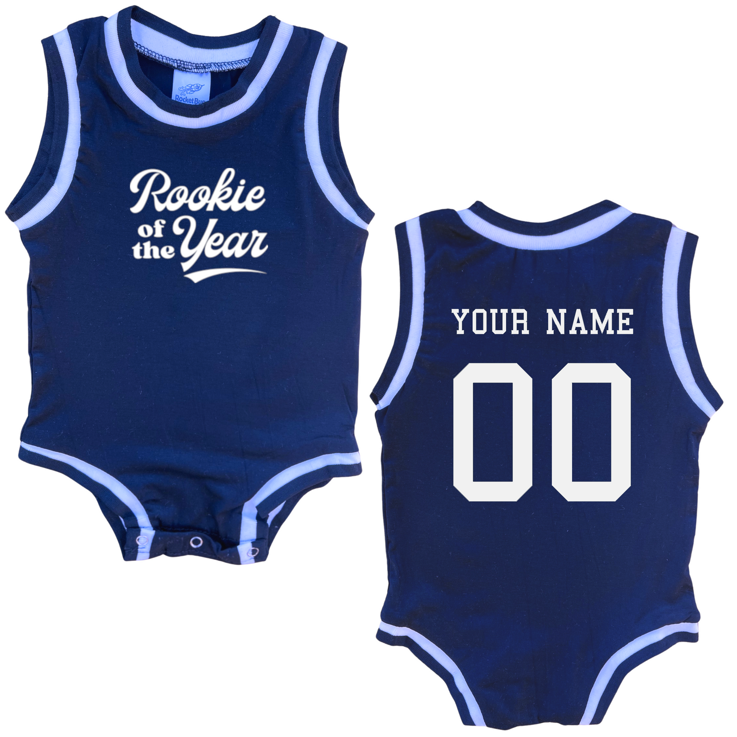Personalized Rookie of the Year Basketball Jersey Baby Bodysuit Personalized with Name and Number