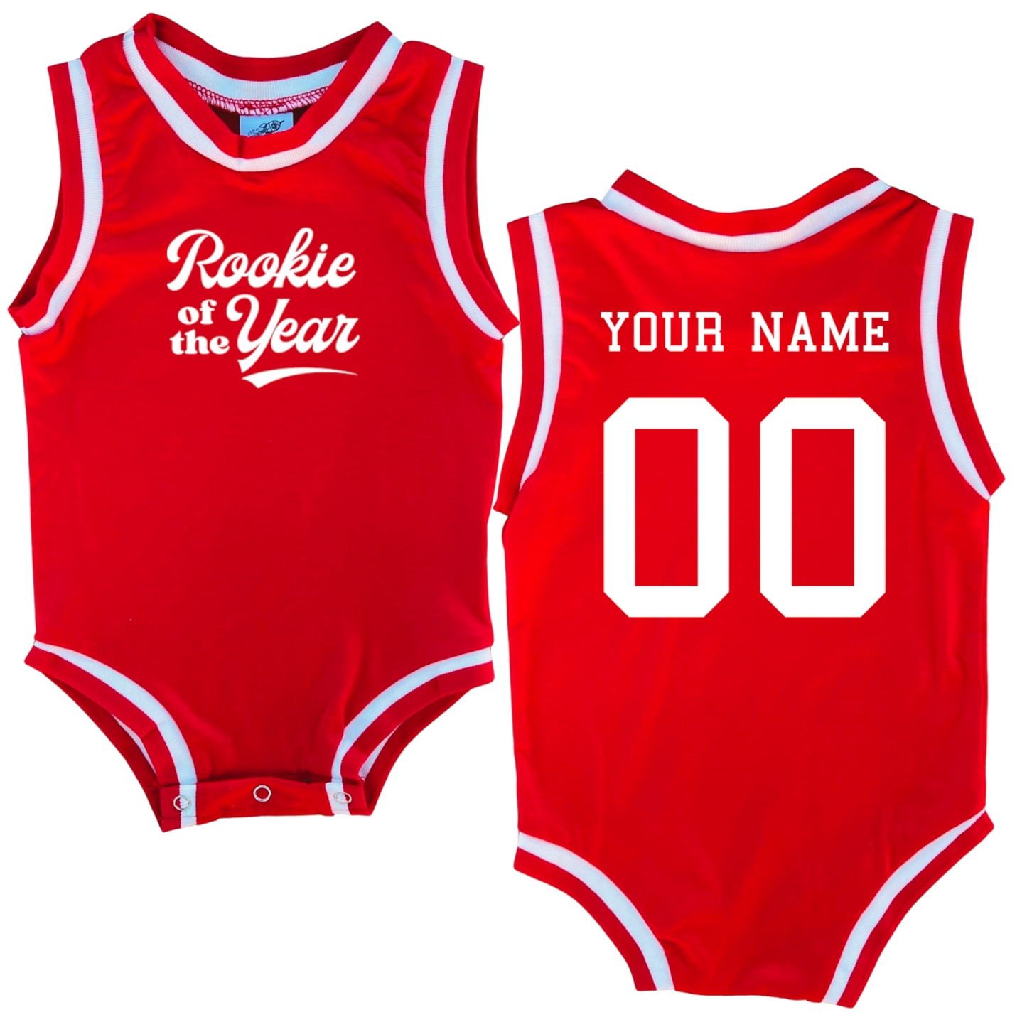 Personalized Rookie of the Year Basketball Jersey Baby Bodysuit Personalized with Name and Number