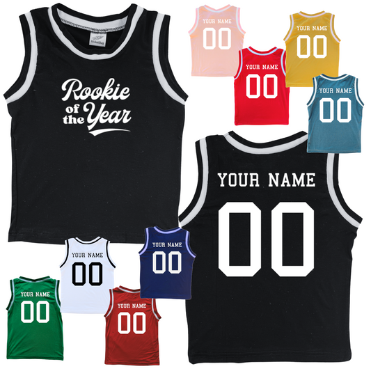 Personalized Rookie of the Year Basketball Jersey Toddler Tee Personalized with Name and Number