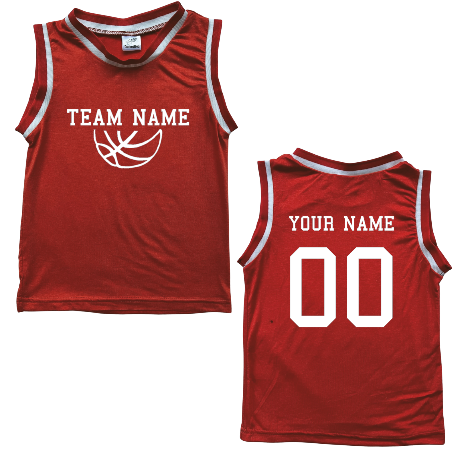 Personalized TEAM Basketball Jersey Baby Tee Personalized with Name and Number (Front & Back) Orange