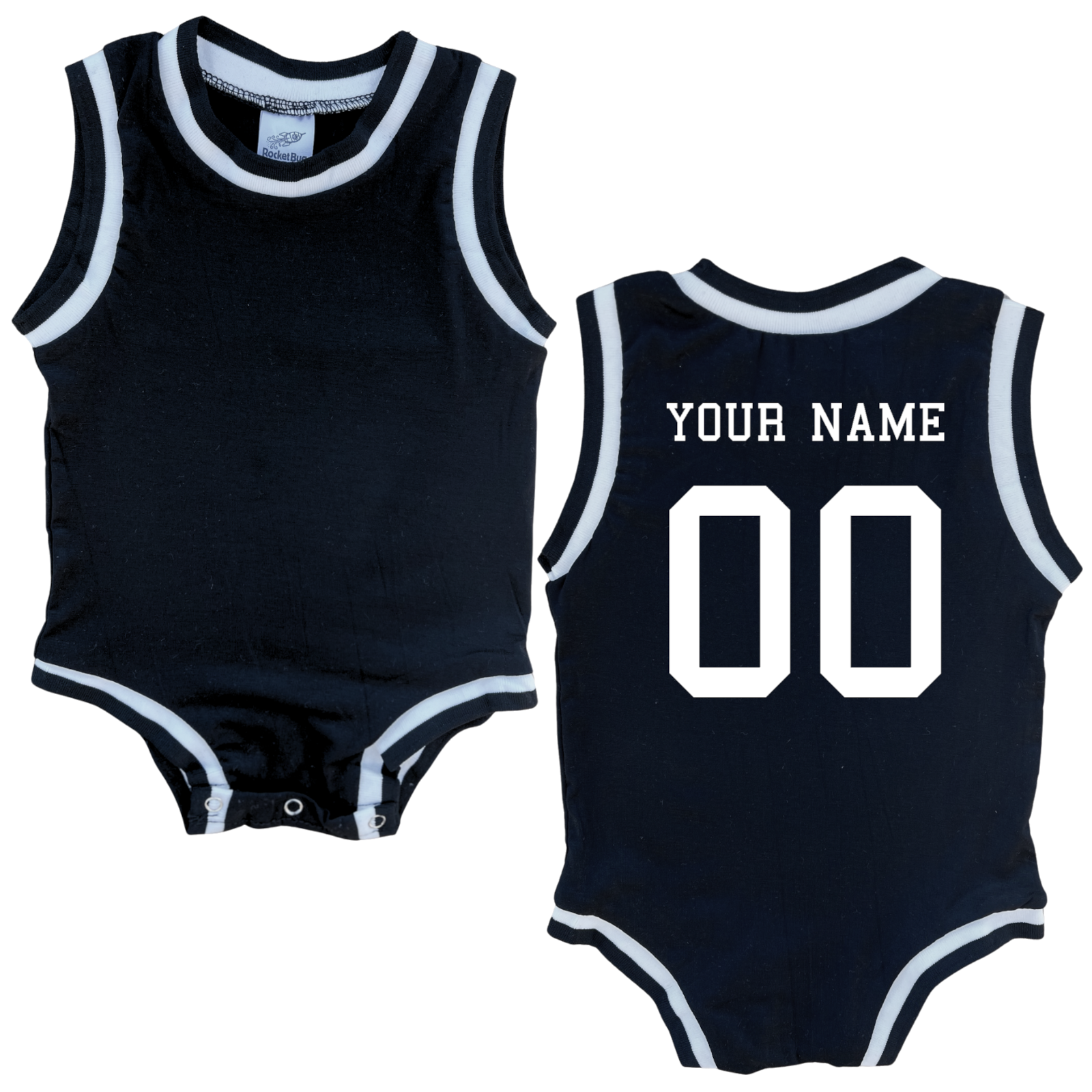 Personalized Sleeveless Basketball Jersey- Personalized with Name and Number (Back Only) Black