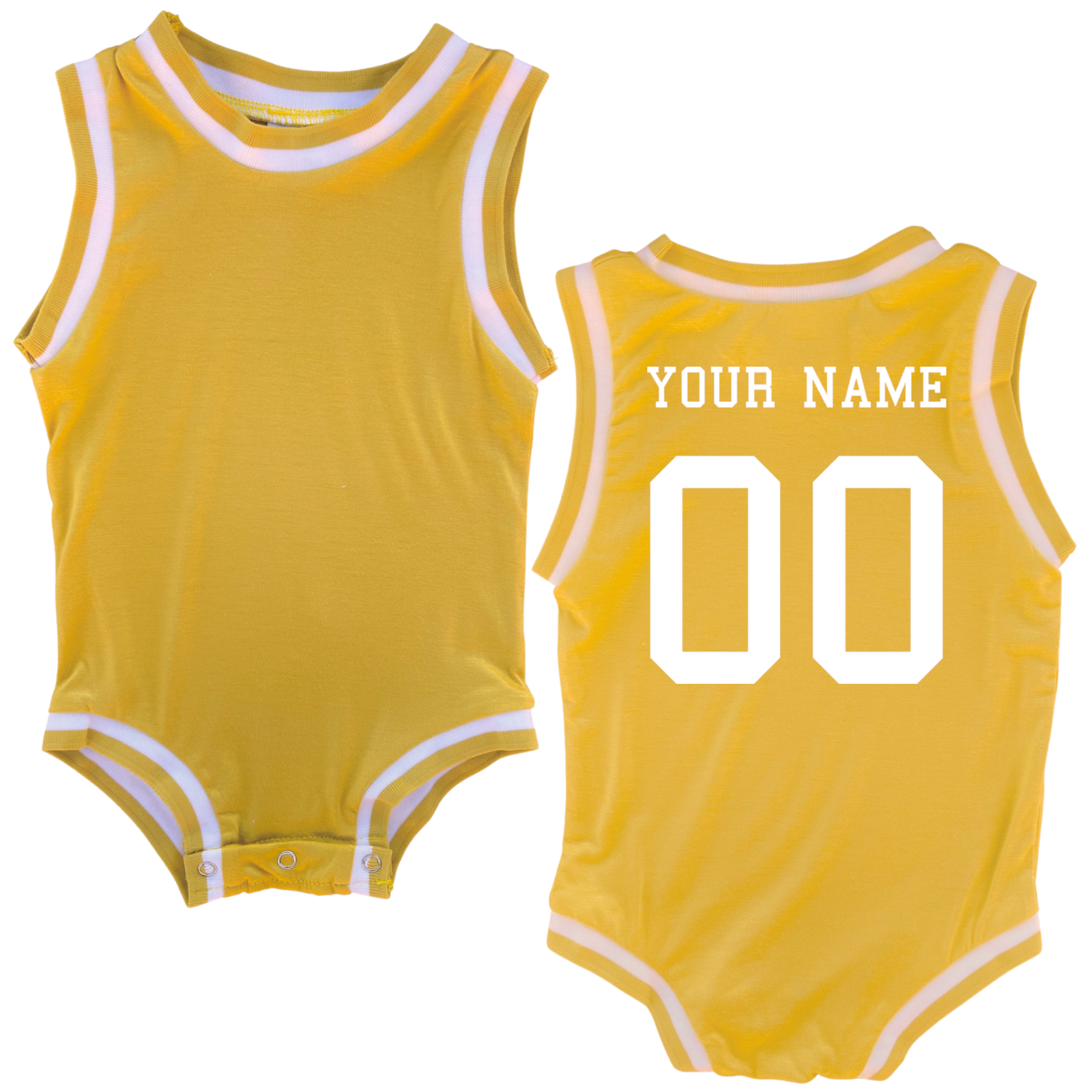 Personalized Sleeveless Basketball Jersey- Personalized with Name and Number (Back Only) Gold