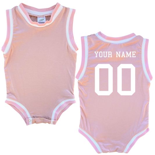 Personalized Sleeveless Basketball Jersey- Personalized with Name and Number (Back Only) Pink