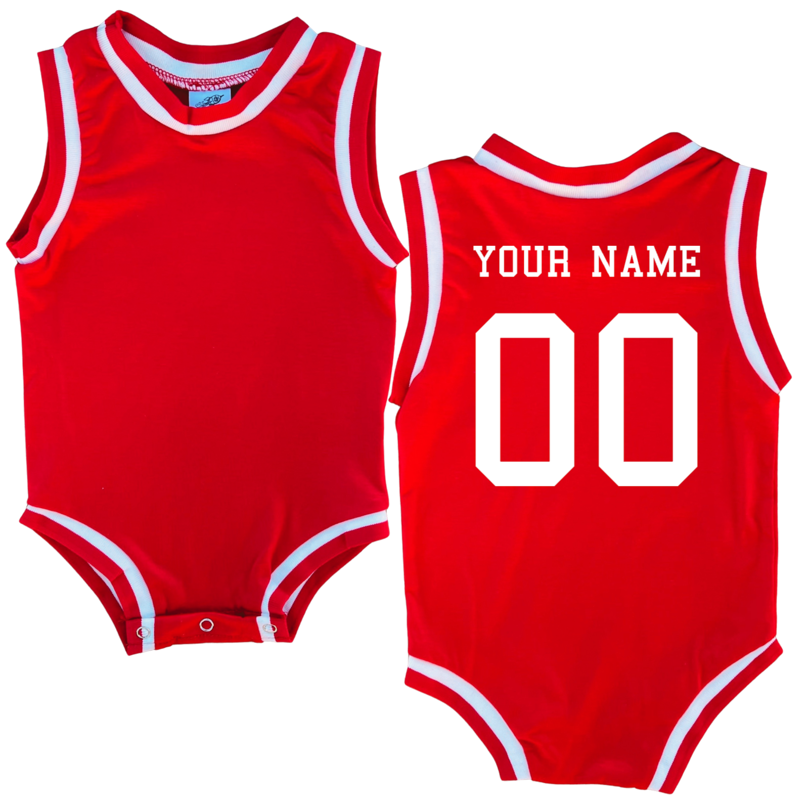 Personalized Sleeveless Basketball Jersey- Personalized with Name and Number (Back Only) Red