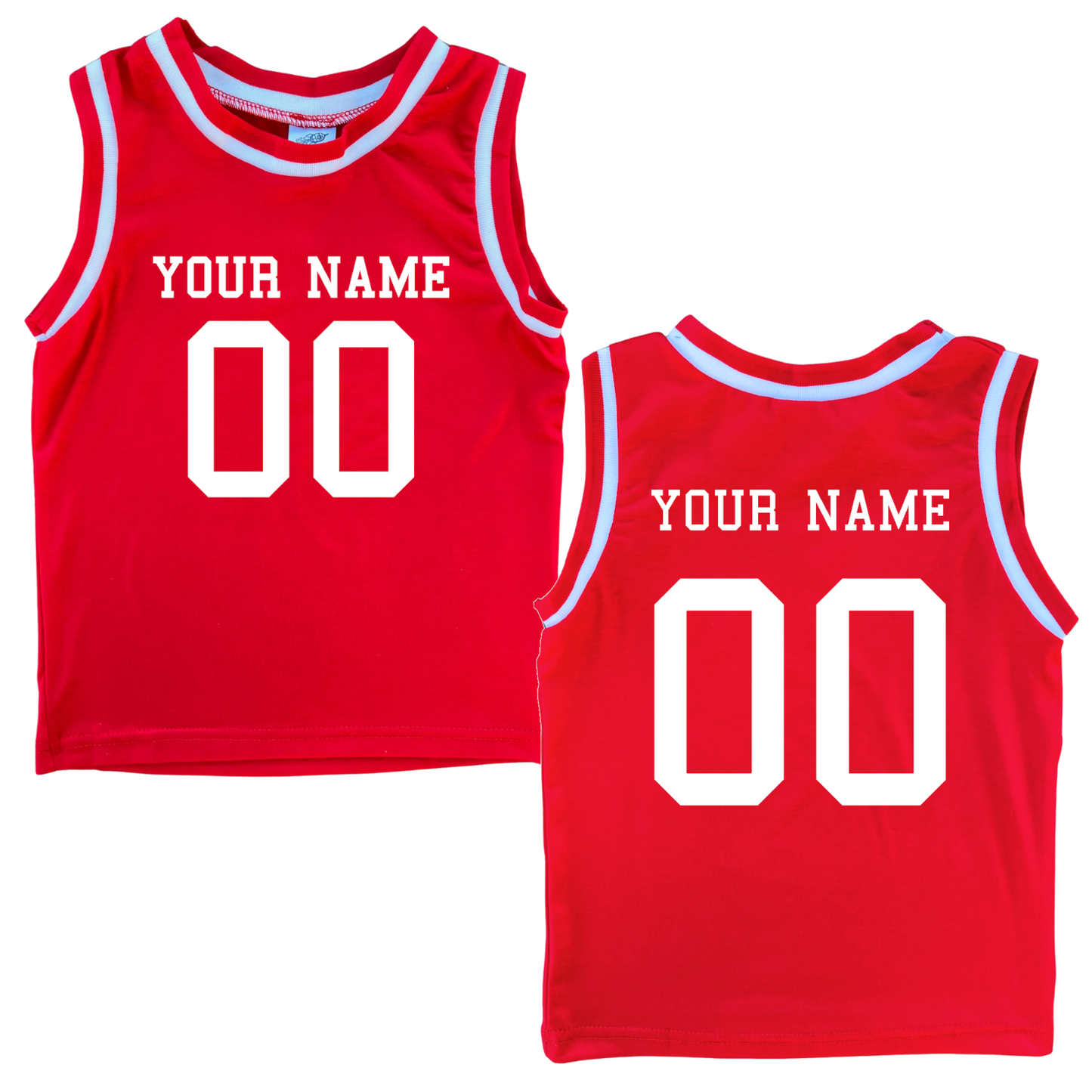 Personalized Sleeveless Basketball Jersey for Toddlers- Personalized with Name and Number (Front & Back)