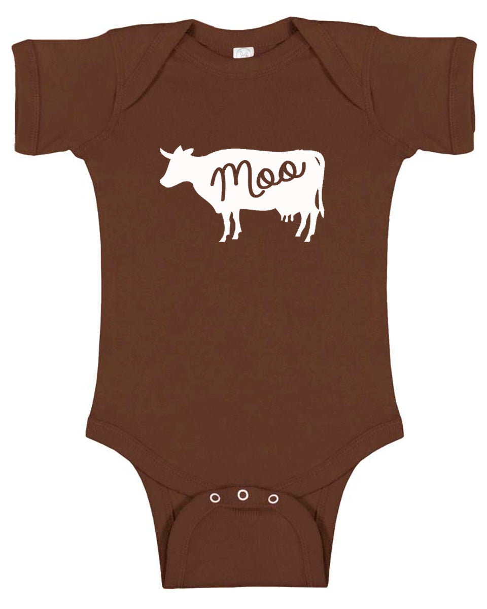 Farm Animal Silhouette Baby Bodysuit-Cow