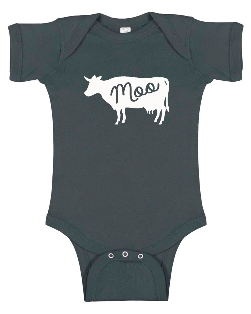 Farm Animal Silhouette Baby Bodysuit-Cow