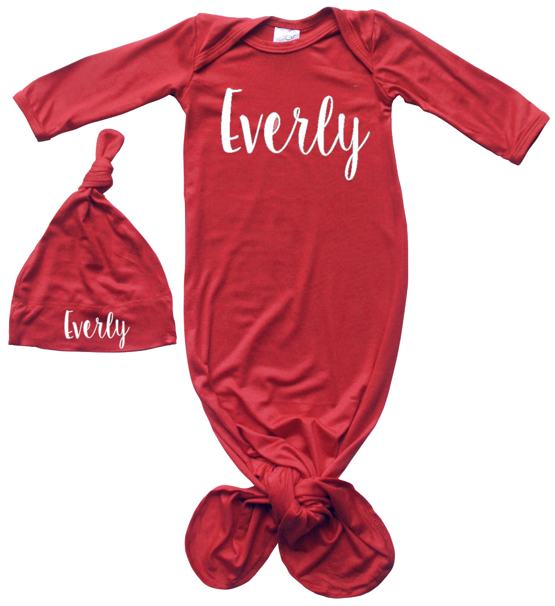 'Lush' Personalized Silky Knotted Baby Knotted Gown for Boys & Girls Silky Red Yes