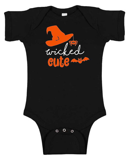 Wicked Cute Witch Halloween Baby Bodysuit Black