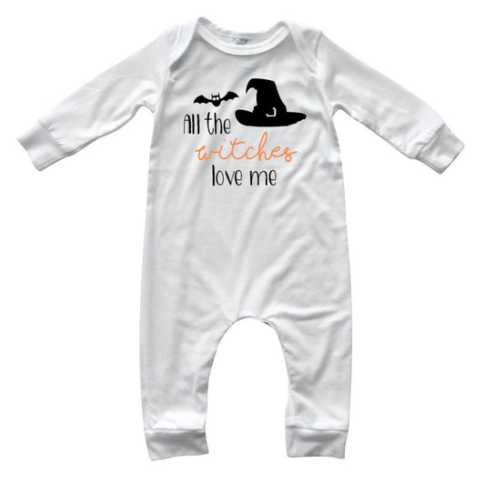 All the Witches Love Me Baby Romper Outfit White
