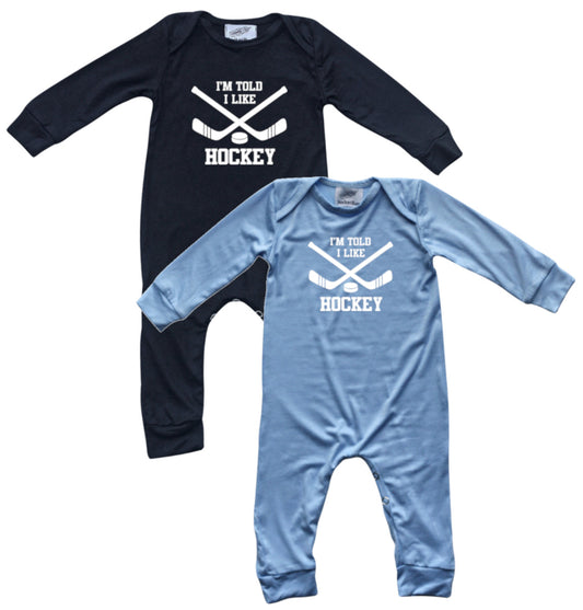 I'm Told I Like Hockey Long Sleeve Romper