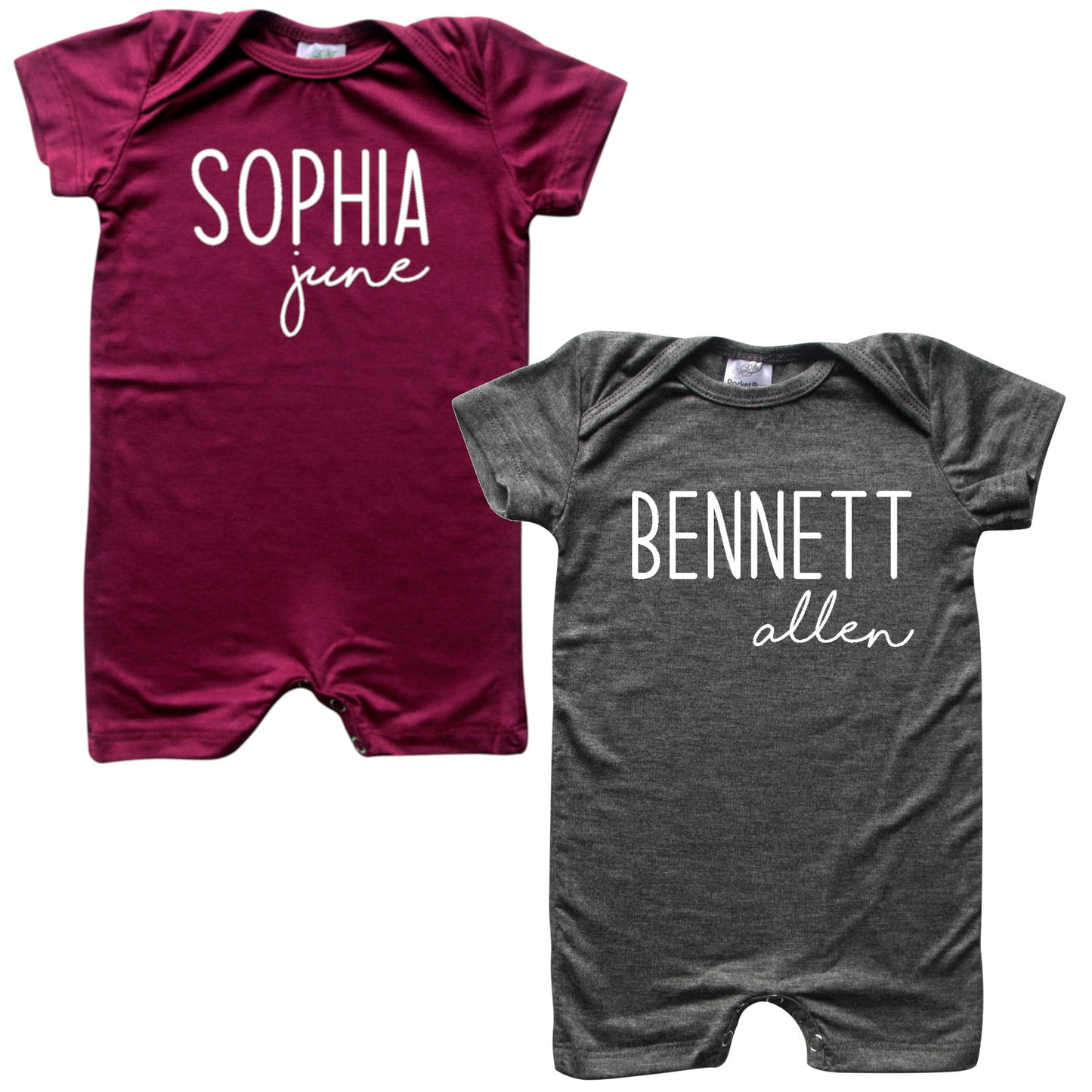 Personalized First + Middle Name (Modern Cursive) Silky Baby Romper Shorts for Boys and Girls