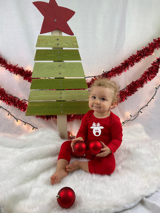 Rudolph Long Sleeve Baby Jumpsuit Romper