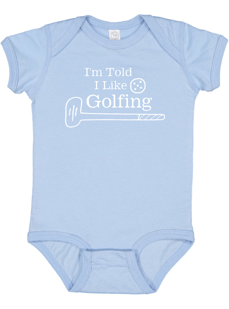 I'm Told I Like Golfing Silhouette Baby Bodysuit