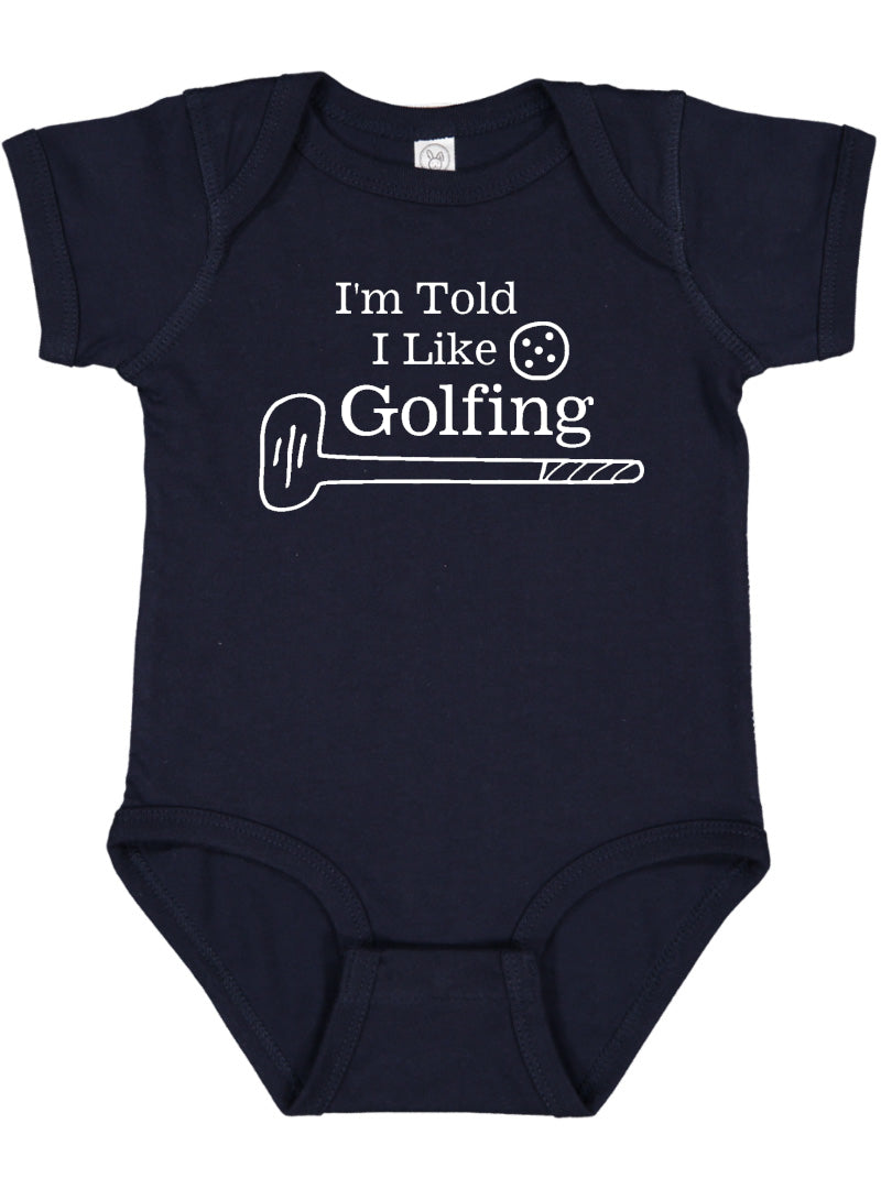 I'm Told I Like Golfing Silhouette Baby Bodysuit