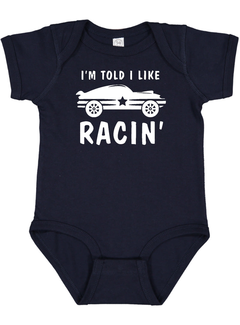 I'm Told I Like Racin' Silhouette Baby Bodysuit