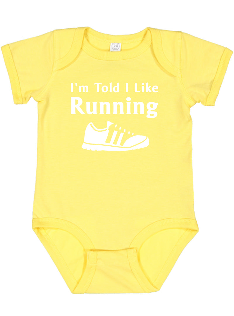 I'm Told I Like Running Silhouette Baby Bodysuit