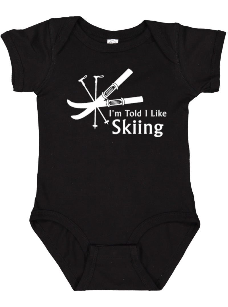 I'm Told I Like Skiing Silhouette Baby Bodysuit