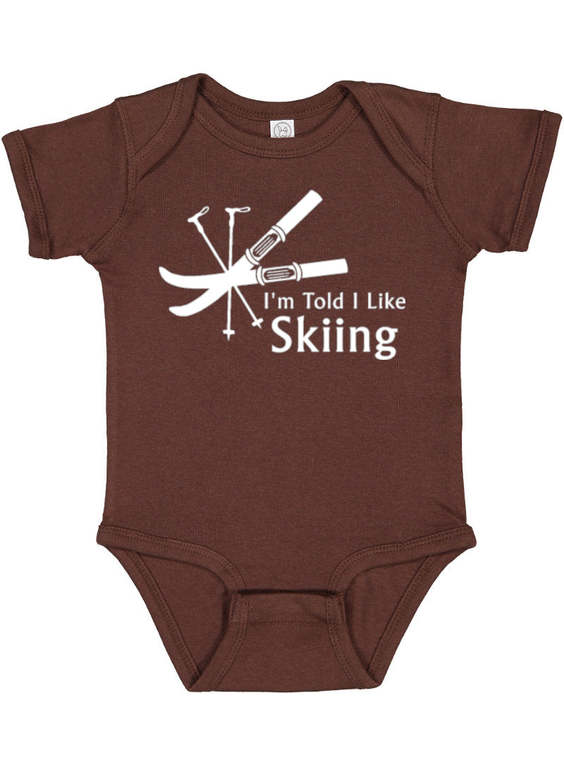 I'm Told I Like Skiing Silhouette Baby Bodysuit