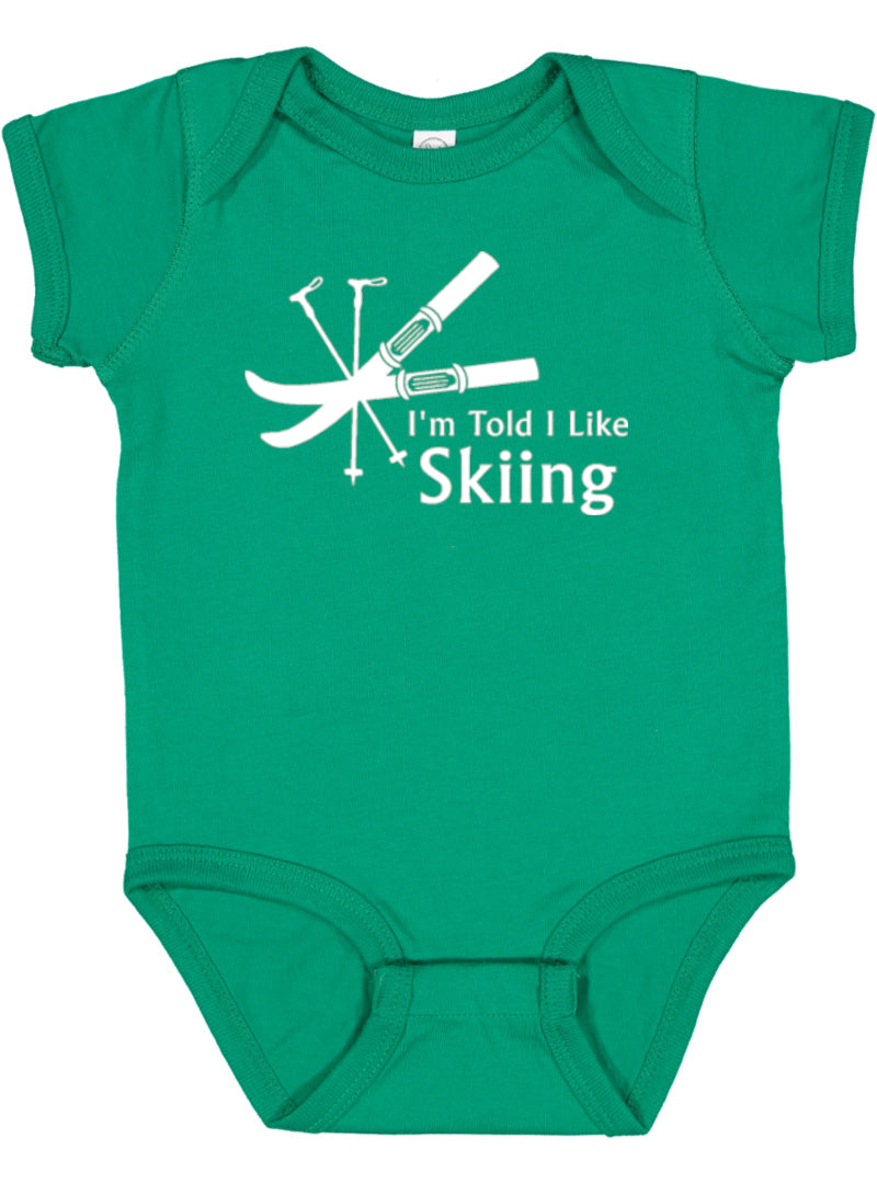 I'm Told I Like Skiing Silhouette Baby Bodysuit