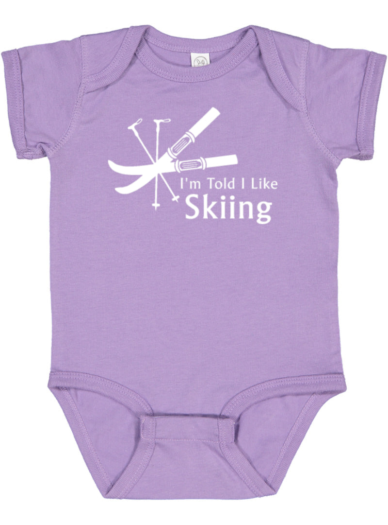 I'm Told I Like Skiing Silhouette Baby Bodysuit
