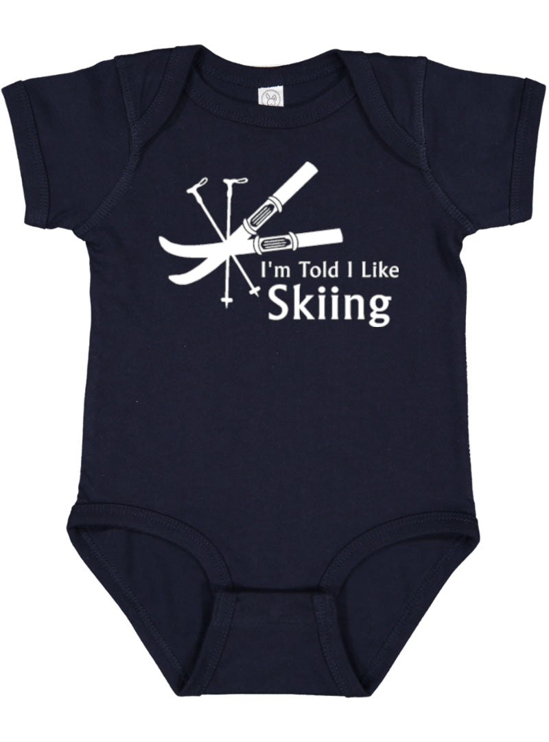 I'm Told I Like Skiing Silhouette Baby Bodysuit