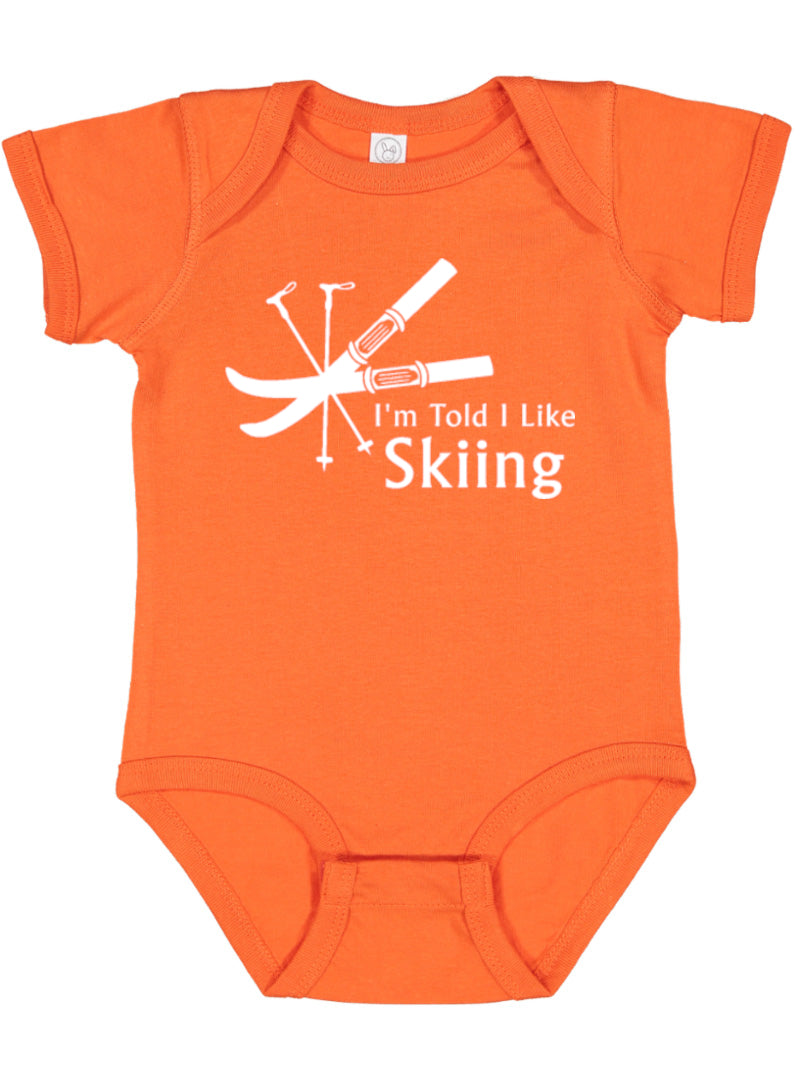 I'm Told I Like Skiing Silhouette Baby Bodysuit
