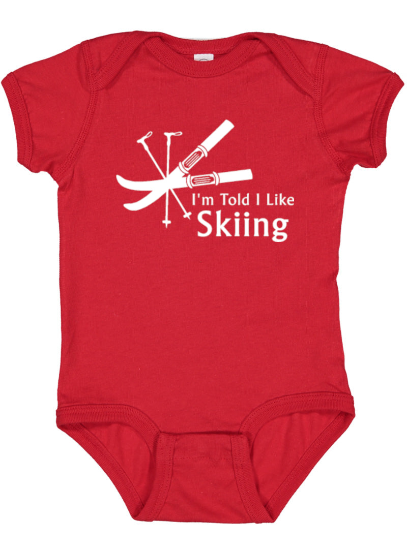 I'm Told I Like Skiing Silhouette Baby Bodysuit