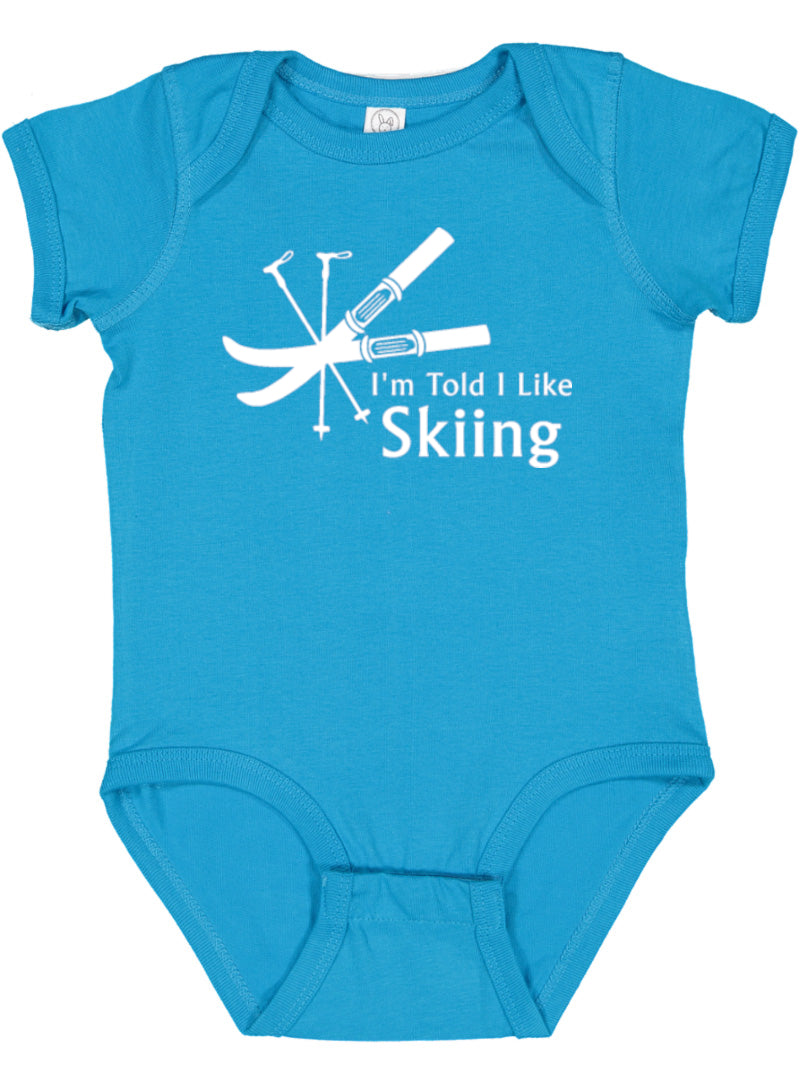 I'm Told I Like Skiing Silhouette Baby Bodysuit
