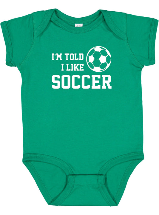 I'm Told I Like Soccer Silhouette Baby Bodysuit
