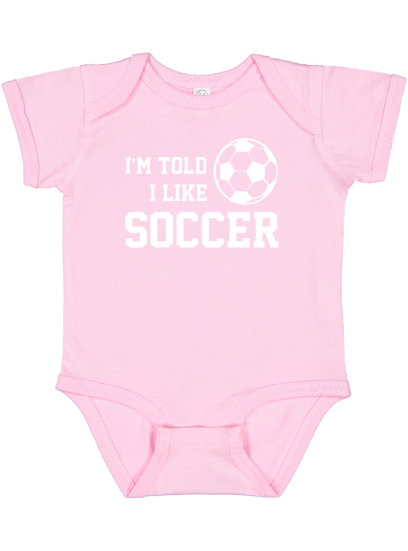 I'm Told I Like Soccer Silhouette Baby Bodysuit