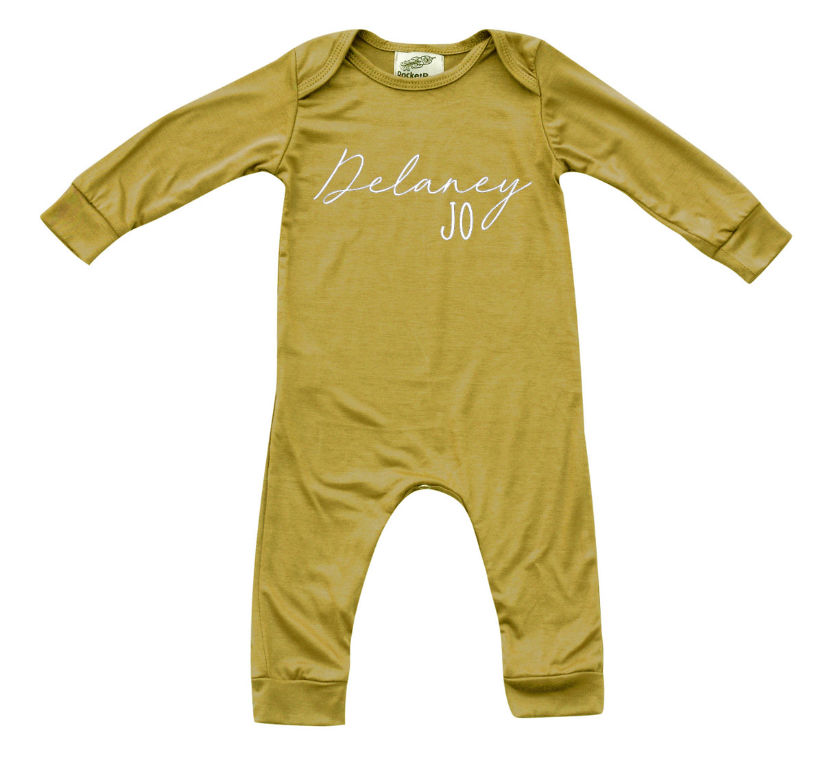Personalized First + Middle Name Silky Baby Long Sleeve Romper Silky Maize