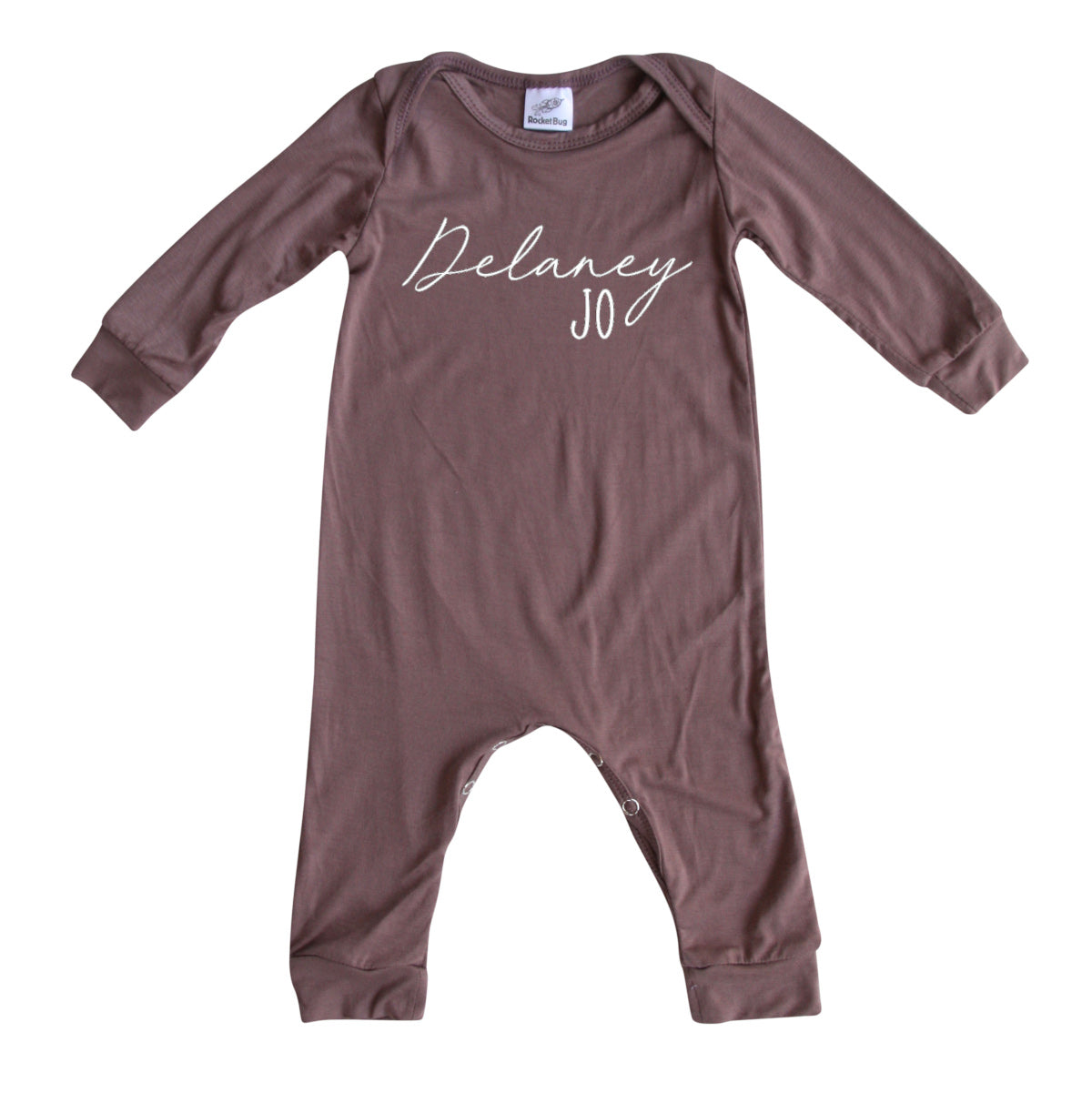 Personalized First + Middle Name Silky Baby Long Sleeve Romper Silky Dark Mauve