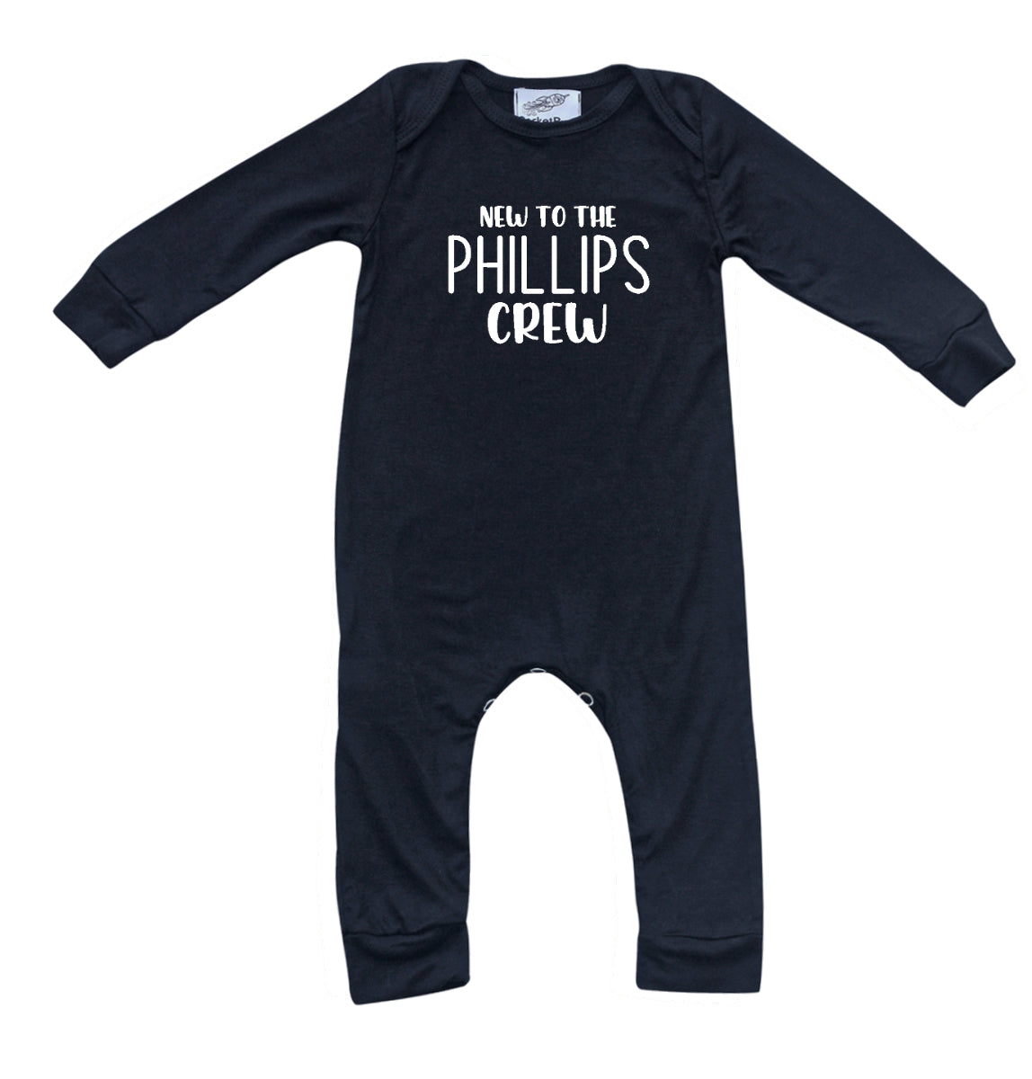 New to the Crew Personalized Custom Silky Long Sleeve Baby Romper Silky Black