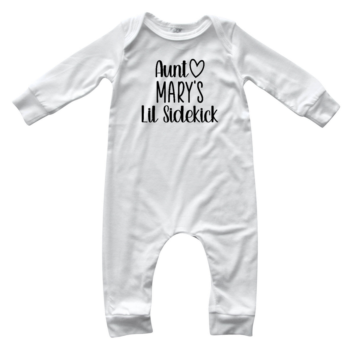 Personalized Aunt's Lil Sidekick Silky Long Sleeve Baby Romper