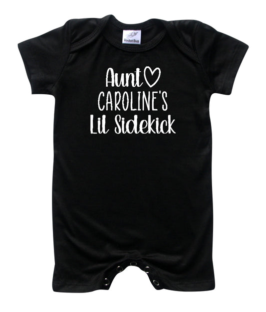 Personalized Aunt's Lil Sidekick Silky Baby Romper Shorts for Boys & Girls
