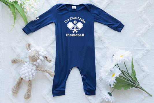 I'm Told I Like Pickleball Long Sleeve Romper